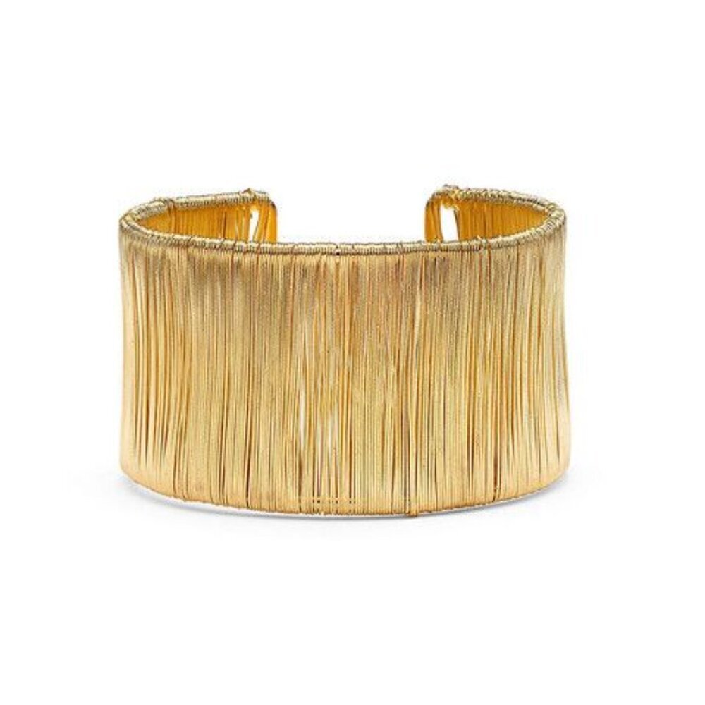 7 Charming Sisters Deserted Island Bracelet Intricately Woven Gold Plate Cuff